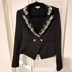Elegant Black Blazer with Silver Accents